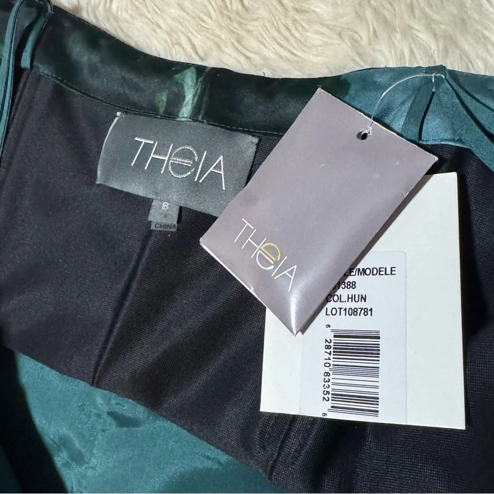 Theia Dark Teal & Purple Floral Strapless Ruffled Gown Size 8 NWT ⭐️⭐️⭐️⭐️⭐️ - Picture 5 of 11